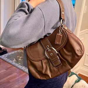 Brown coach shoulder bag